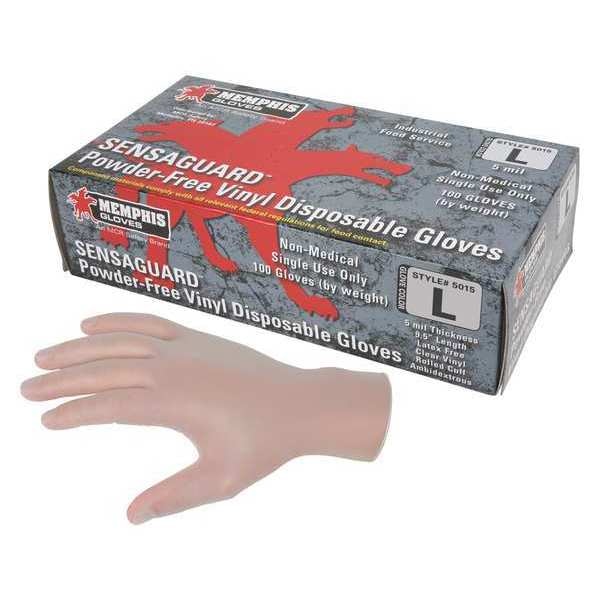 Disposable Industrial/Food Grade Gloves, Vinyl, Powder Free, Clear, S, 100 PK