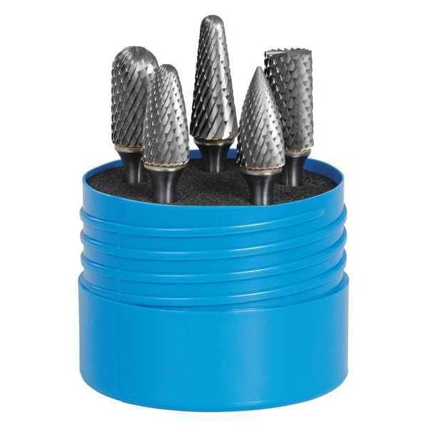Carbide Bur Set, Omega Cut, 5 pcs., 1/4 in.
