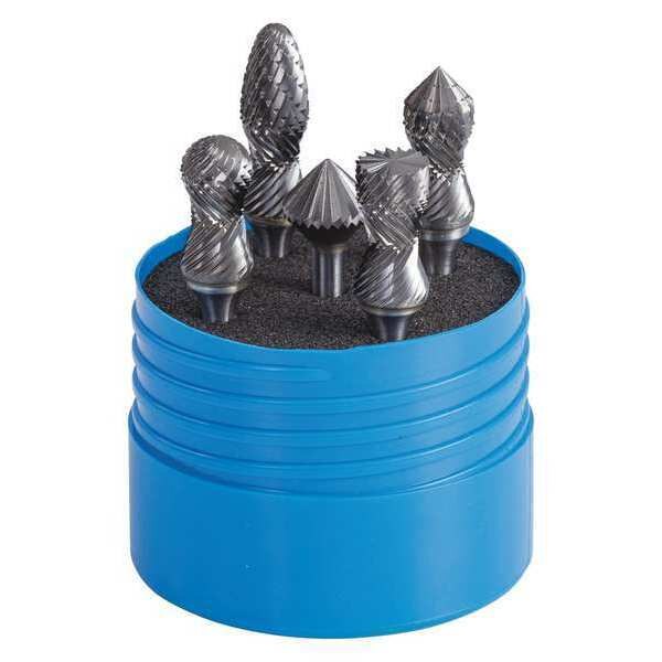 Carbide Bur Set, Double Cut, 1/4 in.