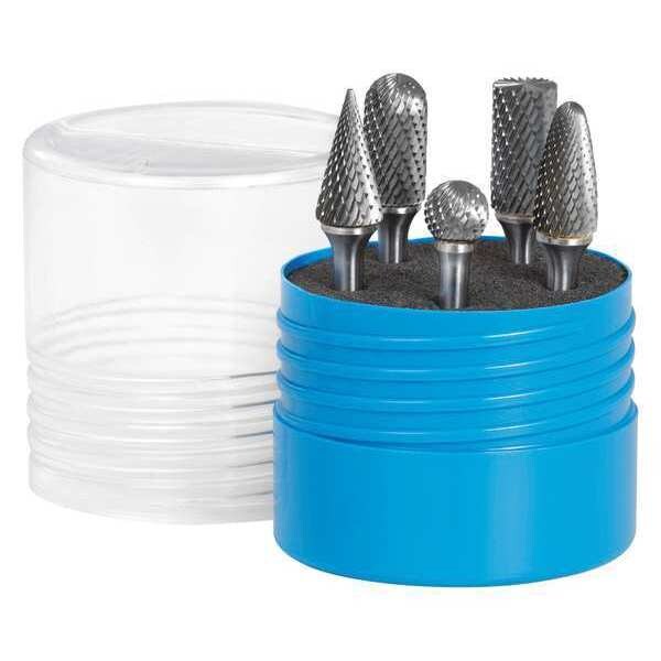 Carbide Bur Set, Double Cut, 5 pcs., 1/4in.