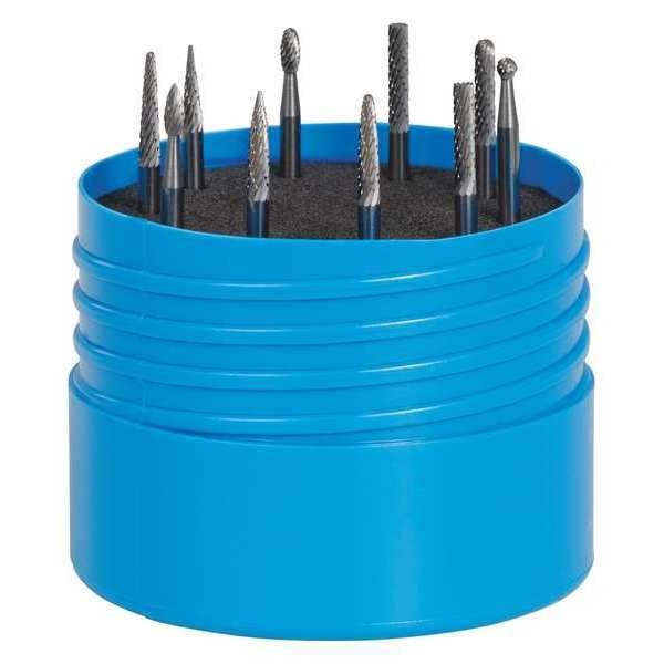 Carbide Bur Set, Double Cut, 10 pcs., 1/8in