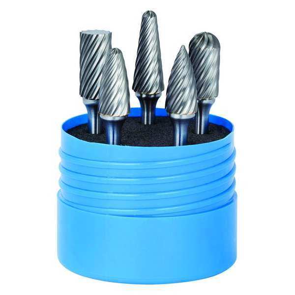 Carbide Bur Set, Inox Cut, 5 pcs., 1/4 in.