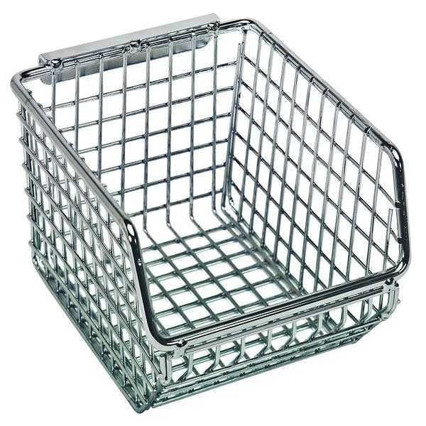 Hang & Stack Storage Bin, Chrome, Wire, 5 1/4 in L x 4 1/4 in W x 3 in H