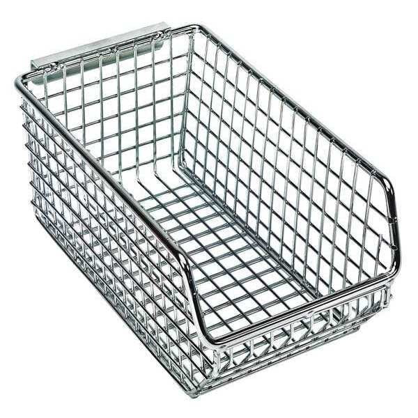 Hang & Stack Storage Bin, Chrome, Wire, 7 1/4 in L x 4 1/4 in W x 3 in H