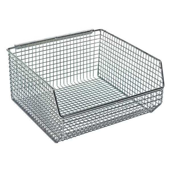 Hang & Stack Storage Bin, Chrome, Wire, 10 3/4 in L x 11 in W x 5 in H