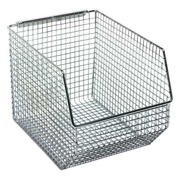 Hang & Stack Storage Bin, Chrome, Wire, 10 1/2 in L x 8 in W x 7 in H