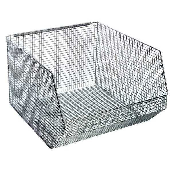 Hang & Stack Storage Bin, Chrome, Wire, 18 1/2 in L x 17 in W x 11 1/4 in H