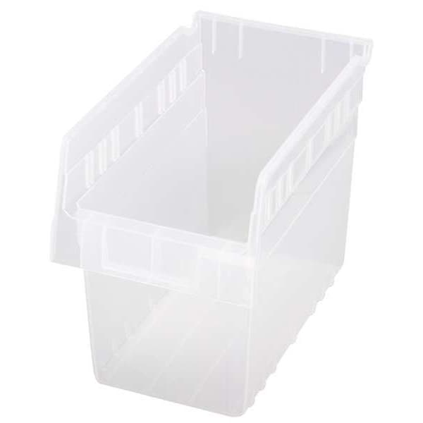 Shelf Storage Bin, Clear, Polypropylene, 11 5/8 in L x 6 5/8 in W x 8 in H, 40 lb Load Capacity