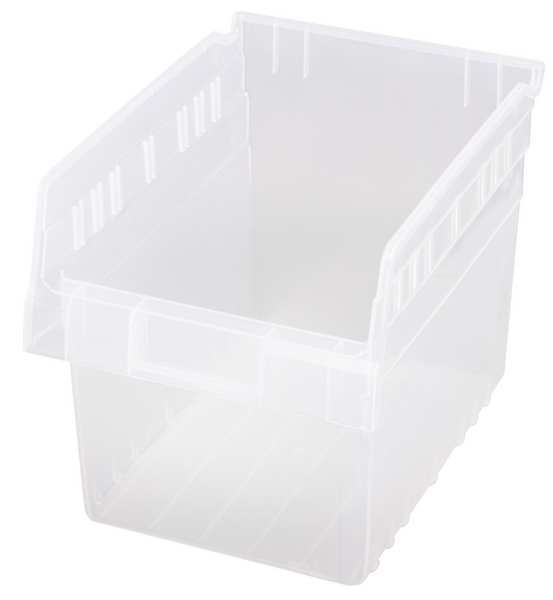 Shelf Storage Bin, Clear, Polypropylene, 11 5/8 in L x 8 3/8 in W x 8 in H, 60 lb Load Capacity