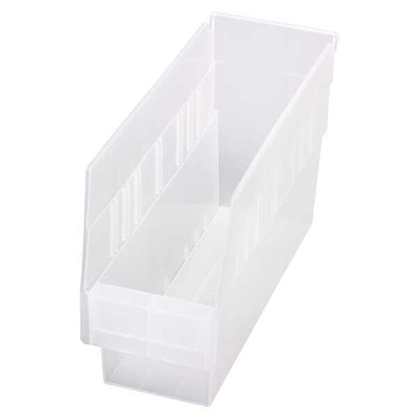 Shelf Storage Bin, Clear, Polypropylene, 11 5/8 in L x 4 1/8 in W x 6 in H, 20 lb Load Capacity