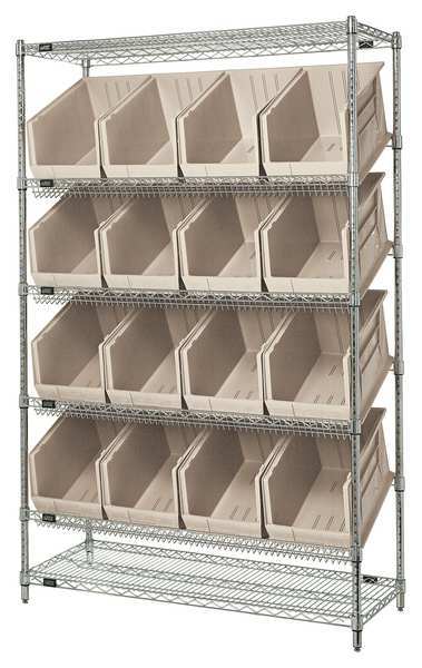 Steel Wire Pick Rack, 48 in W x 74 in H x 18 in D, 6 Shelves, Silver/Gray