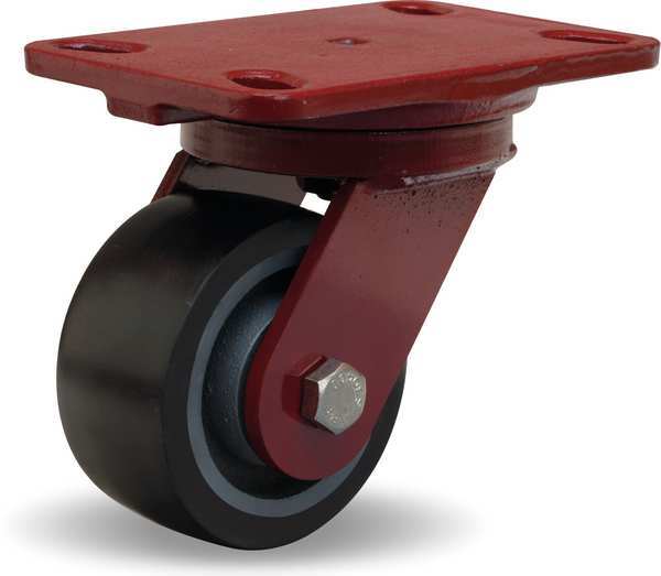Plate Caster, Swivel, Poly, 4 in., 975 lb.
