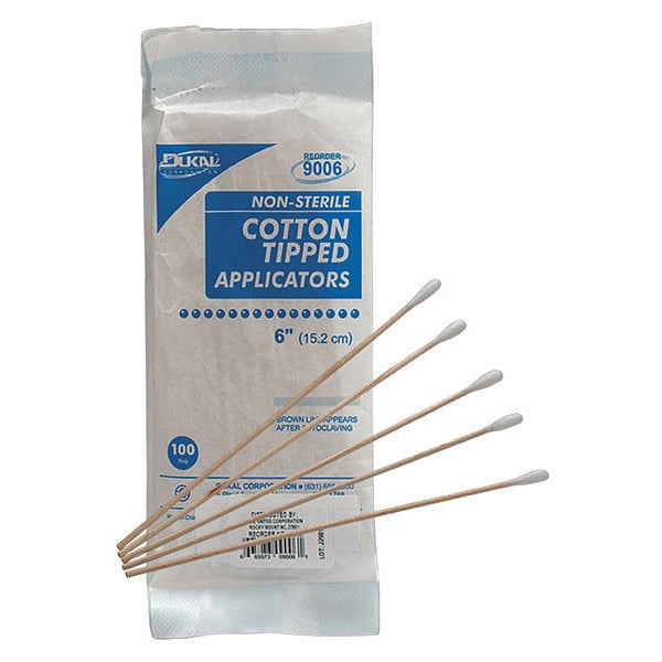Cotton Tip Swab, Non-Sterile, 6 in., PK100