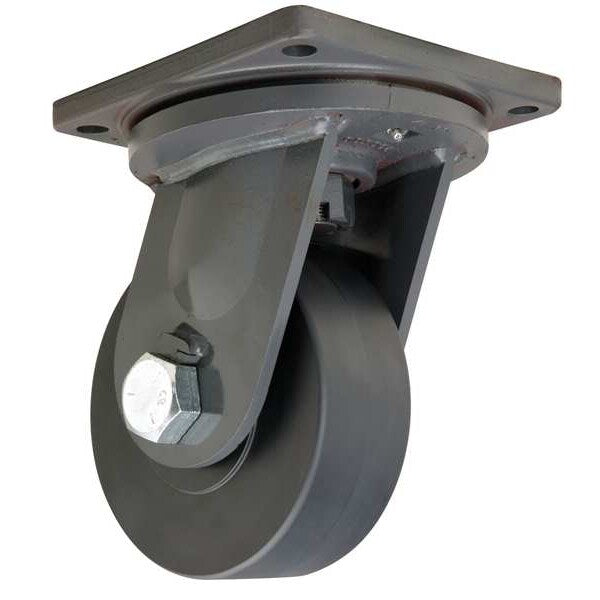 Plate Caster, Swivel, Nylon, 8 in., 7200 lb.