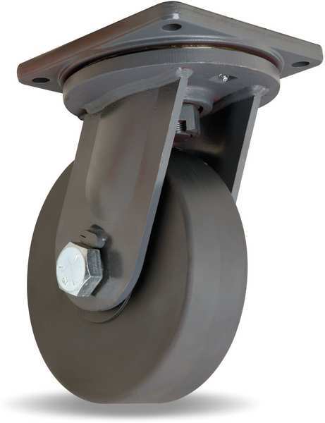 Plate Caster, Swivel, Nylon, 10 in., 8200 lb.