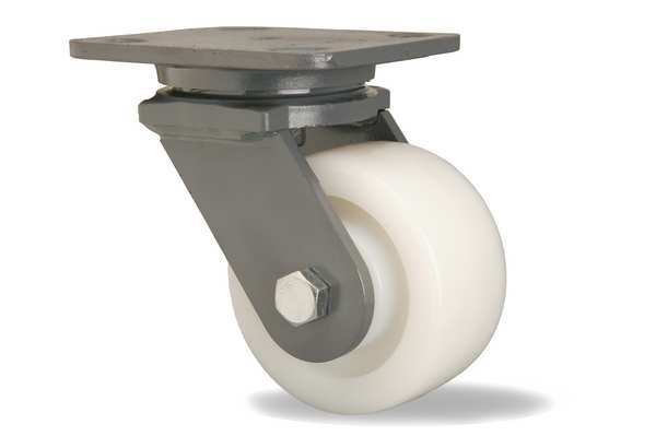 Plate Caster, Swivel, Glass Nylon, 4 in, 800 lb
