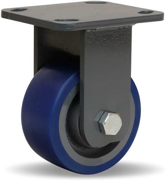 Plte Caster, Rgd, Poly, 4 in., 600 lb., B