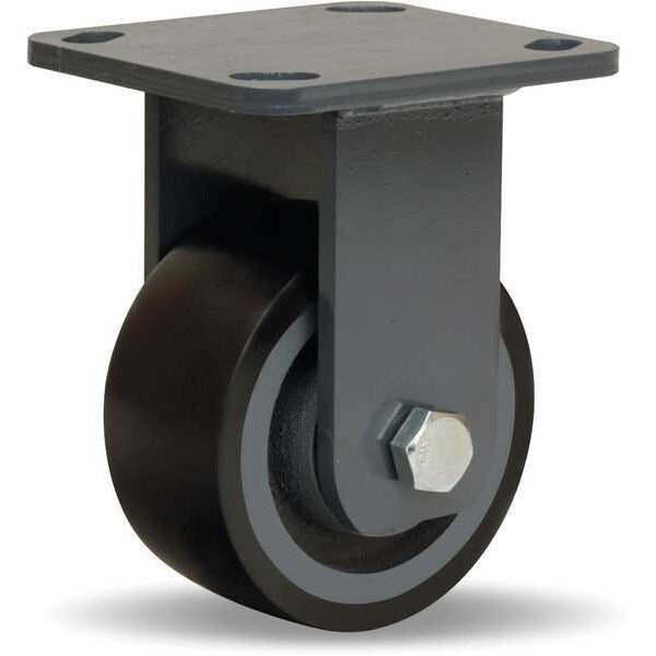 Plte Caster, Rgd, Poly, 4 in., 975 lb., Blk