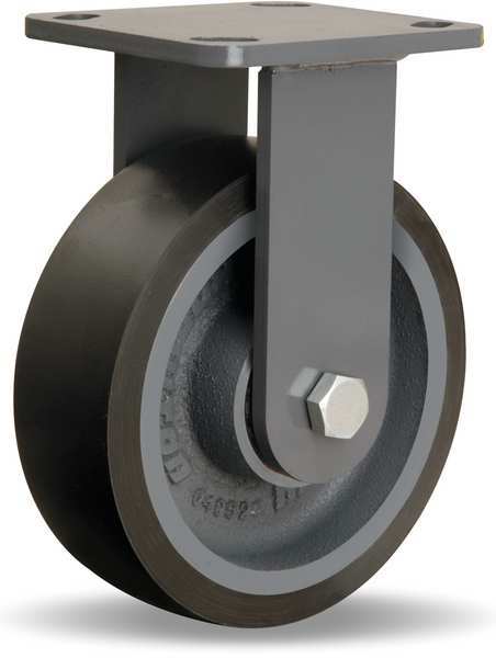 Plte Caster, Rgd, Poly, 6 in., 1560 lb., Blk