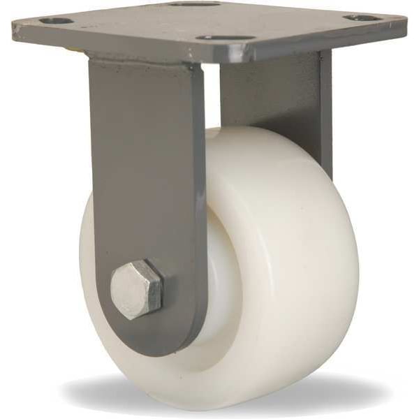 Plte Caster, Rgd, Nylon, 4 in., 800 lb., Whte