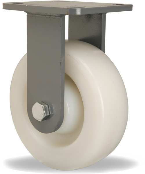 Plte Caster, Rgd, Nylon, 6 in., 1000 lb, Whte