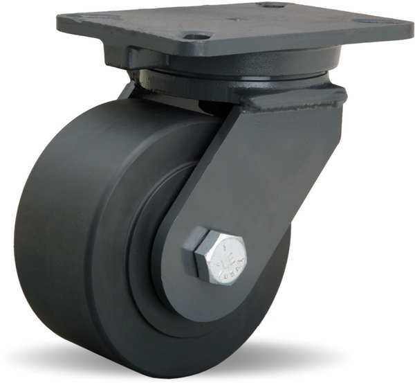 Plate Caster, Swivel, Nylon, 6 in., 4000 lb.