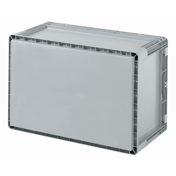 Straight Wall Container, Gray, Polypropylene, 24 in L, 16 in W, 13 in H, 2.21 cu ft Volume Capacity