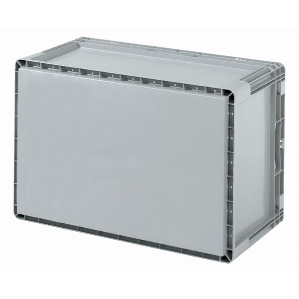 Straight Wall Container, Gray, Polypropylene, 24 in L, 16 in W, 5 in H, 0.8 cu ft Volume Capacity