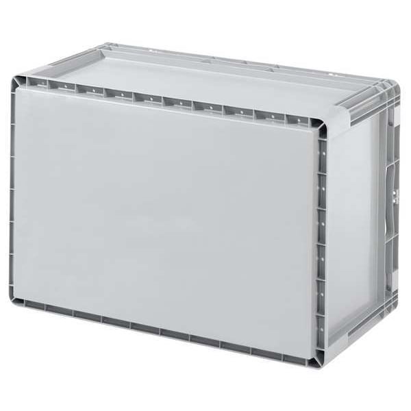 Straight Wall Container, Gray, Polypropylene, 24 in L, 16 in W, 5 in H, 0.8 cu ft Volume Capacity