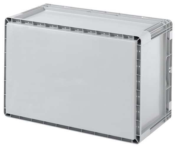 Straight Wall Container, Gray, Polypropylene, 24 in L, 16 in W, 13 in H, 2.21 cu ft Volume Capacity