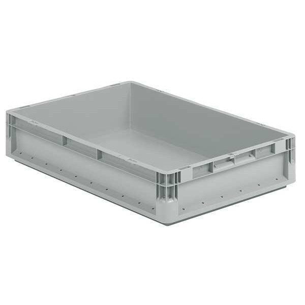 Straight Wall Container, Gray, Polypropylene, 24 in L, 16 in W, 5 in H, 0.8 cu ft Volume Capacity