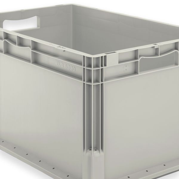 Straight Wall Container, Gray, Polypropylene, 24 in L, 16 in W, 13 in H, 2.21 cu ft Volume Capacity