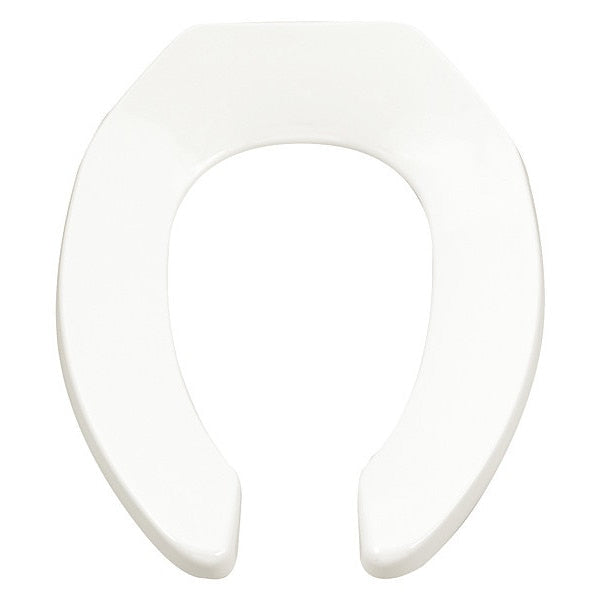 Elongated Toilet Seat, Open Front, External Check Hinge, 1 in Seat Ht, Plastic, White