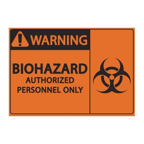 Biohazard Sign, 7 in Height, 10 in Width, Plastic, Vertical Rectangle, English