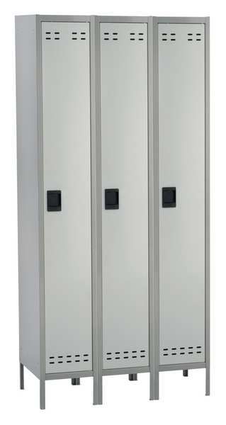 Wardrobe Locker, 36 in W, 18 in D, 78 in H, (1) Tier, (3) Wide, Gray