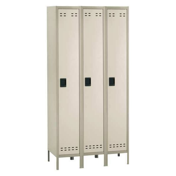 Wardrobe Locker, 36 in W, 18 in D, 78 in H, (1) Tier, (3) Wide, Tan