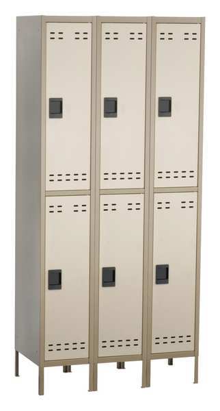 Wardrobe Locker, 36 in W, 18 in D, 78 in H, (2) Tier, (3) Wide, Tan