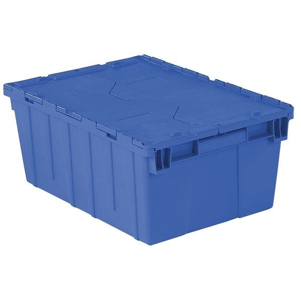 Blue Attached Lid Container, Plastic, Metal Hinge
