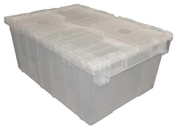 Translucent Attached Lid Container, Plastic, Metal Hinge