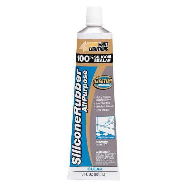 All Purpose Sealant, 3 oz, Tube, Clear, RTV Silicone Base