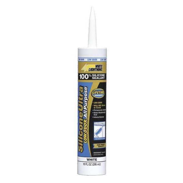 All Purpose Sealant, 10 oz, Cartridge, White, Silicone Base