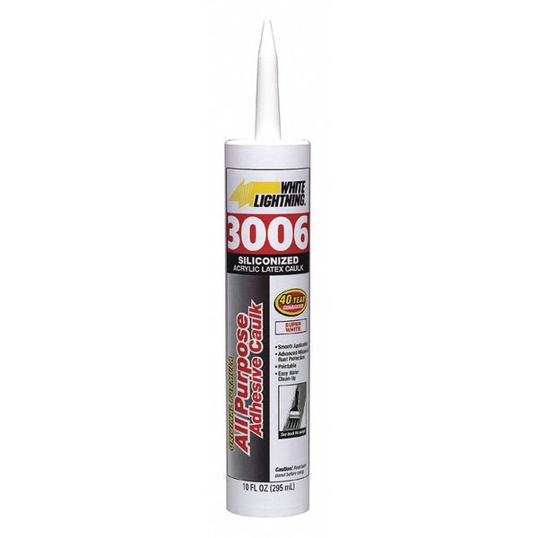 All Purpose Caulk, 10 oz, Cartridge, Clear, Acrylic, Silicone Base