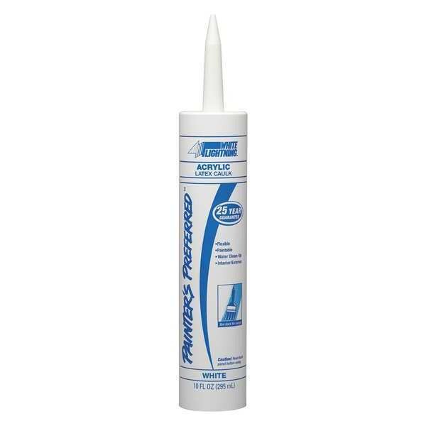 Caulk, 10 oz, Cartridge, White, Acrylic Latex Base