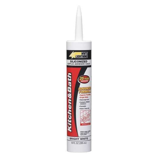 Kitchen & Bath Caulk, 10 oz, Cartridge, White, Styrene Acrylic Base