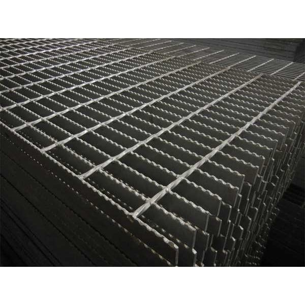 Bar Grating, Serrated, 48 in L, 36 in W, 1.0 in H, Galvanized Steel Finish