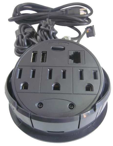 PDU, 3 Outlets, 12A, 8 ft. Cord