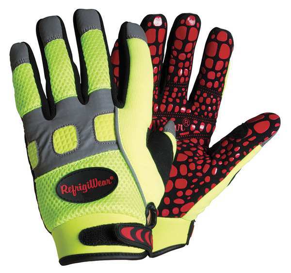 Hi-Vis Cold Protection Gloves, Fleece Lining, M
