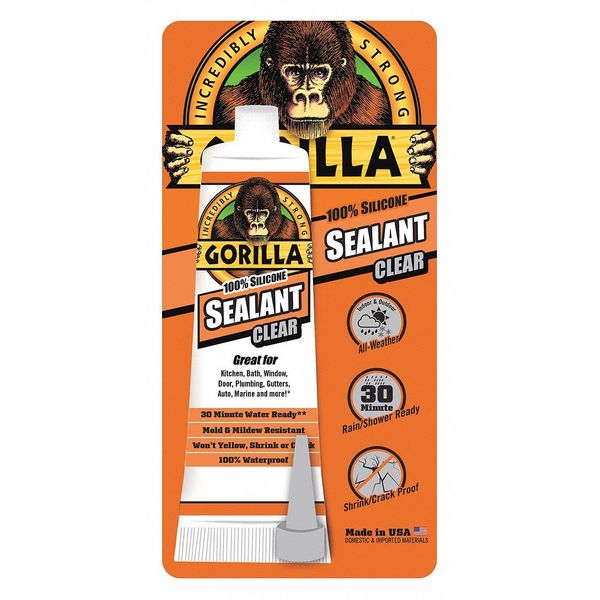 Sealant, 2.8 oz, Tube, Clear, Silicone Base