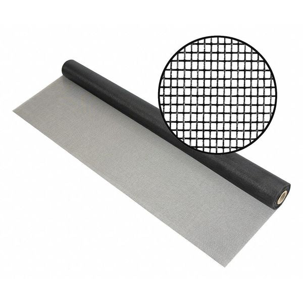Door and Window Screen, Fiberglass, 108 in W, 100 ft L, 0.013 in Wire Dia, Charcoal