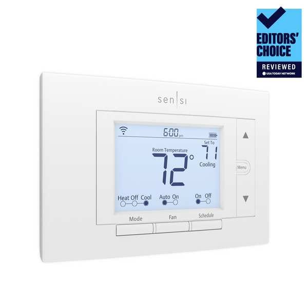 WiFi Thermostat, 7 Programs, 4 H 2 C, Wall Mount, Hardwired/Battery, 24VAC